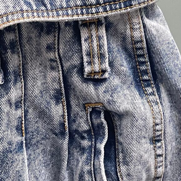 Vintage 80s Limited Express Acid Wash Fold Over High Waist Jeans Tapered Leg EXP - Picture 7 of 8